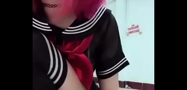  Uplive Em gái Cosplay nữ sinh và đuôi cáo dễ thương